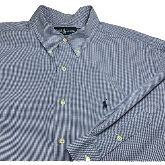 Polo Ralph Lauren Button Down Blake Shirt Mens XL Blue Mini Gingham Check - Picture 1 of 10
